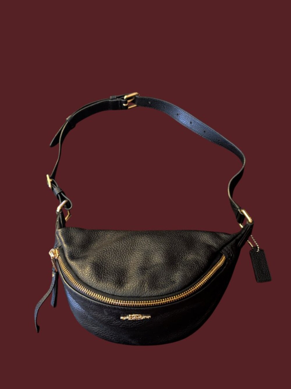 Coach Black Leather Fanny Pack Belt Bag Bum Bag F48738 - Picture 15 of 16